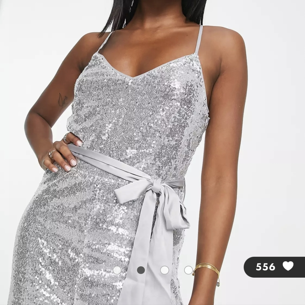 ASOS Extro & Vert Cami Wide Leg Jumpsuit in Silver Sequin